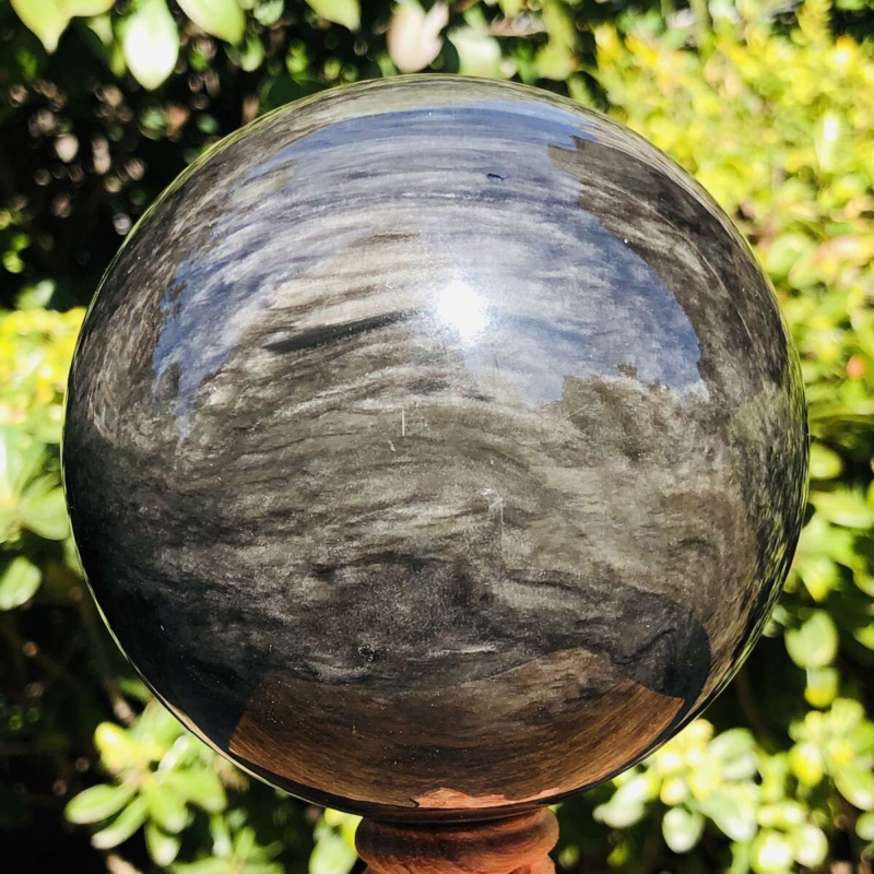 1360G HUGE Natural Silver Obsidian Sphere Crystal quartz Ball Healing 799