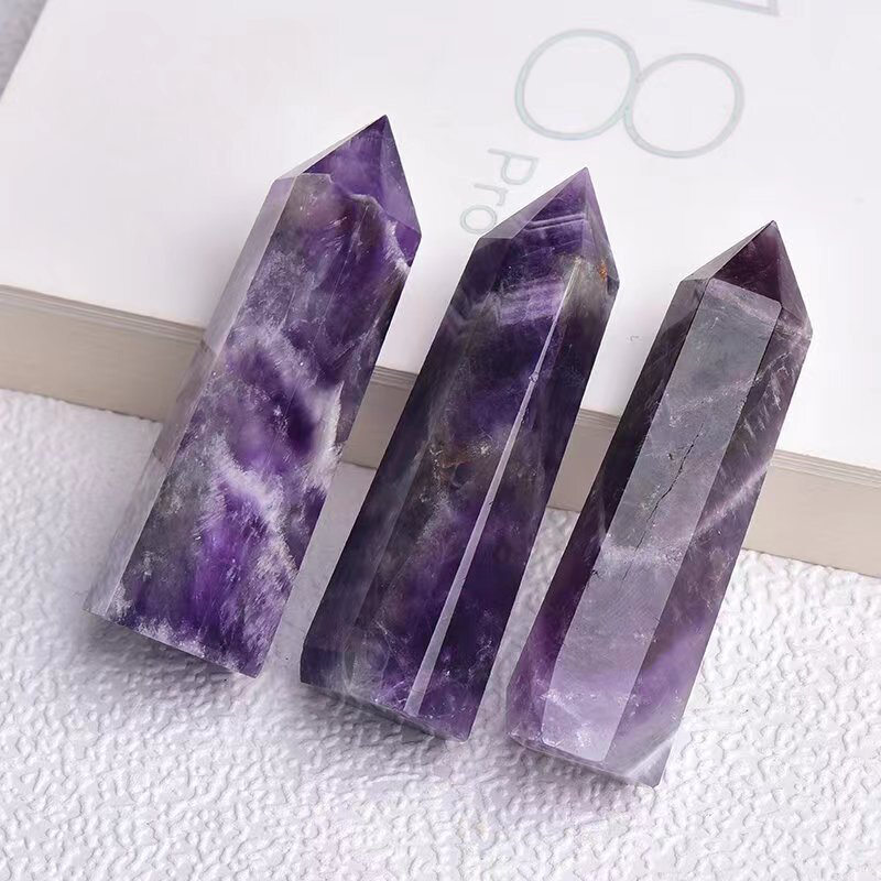 Natural Crystal Point Wand Tower Column Chakra Obelisk Quartz Healing Stone Rock