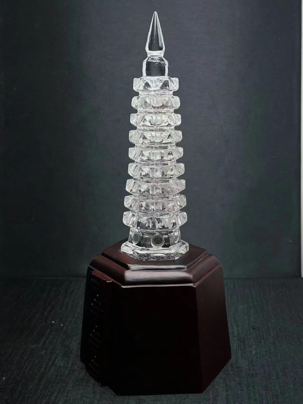 1.34LB Natural clear White pyramid Quartz point Crystal Reiki Healing+stand