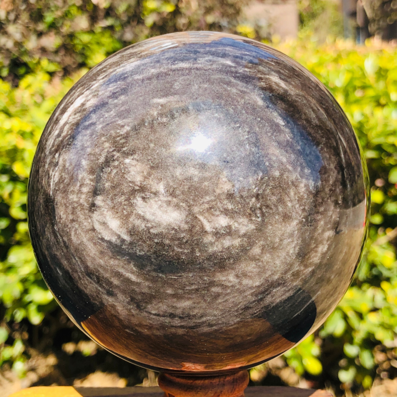 4.55LB Natural Silver Obsidian Sphere Crystal quartz Ball Healing