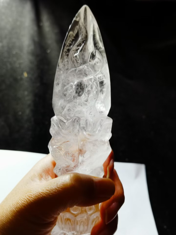 Giant Tibetan High Altitude Clear Quartz Crystal Amulet Dorje Vajra Phuba 10.2''