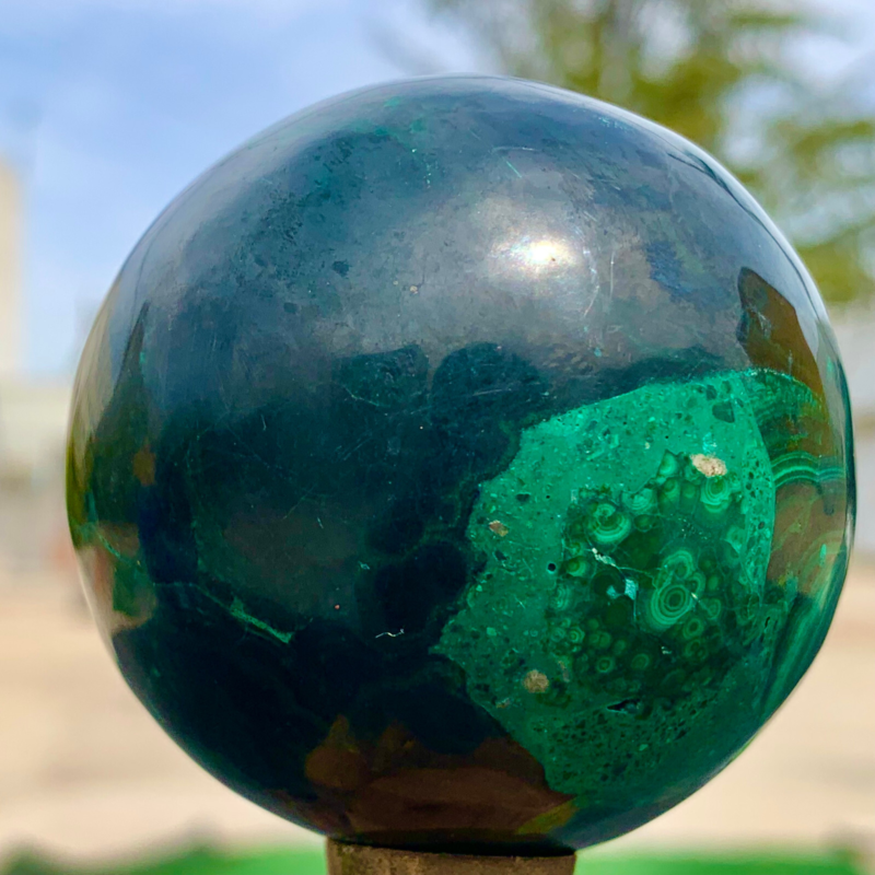 360G Natural malachite egg quartzcrystal energy ball reiki healing