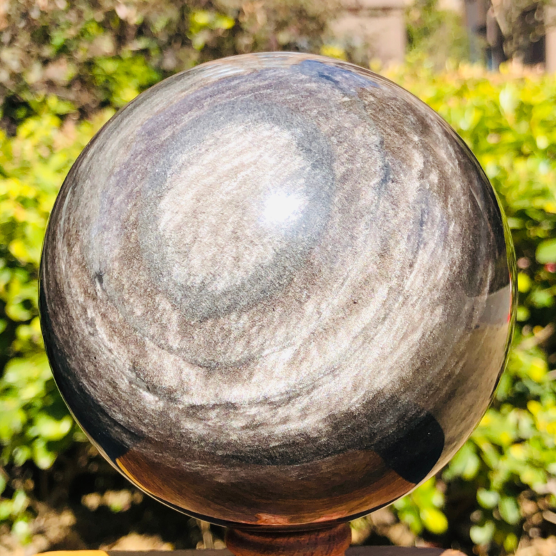 3.82LB Natural Silver Obsidian Sphere Crystal quartz Ball Healing