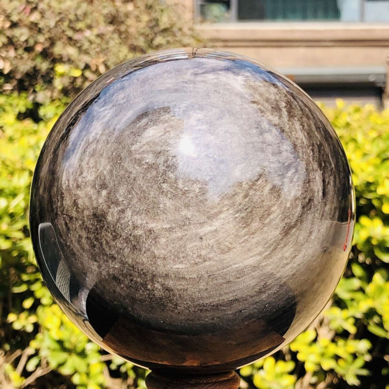 4.2LB Natural Beautiful Silver obsidian ball Quartz Crystal Sphere Healing 348