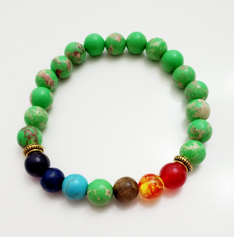 7 Chakra Healing Balance Beaded Bracelet Natural Stone 8 mm Beads.