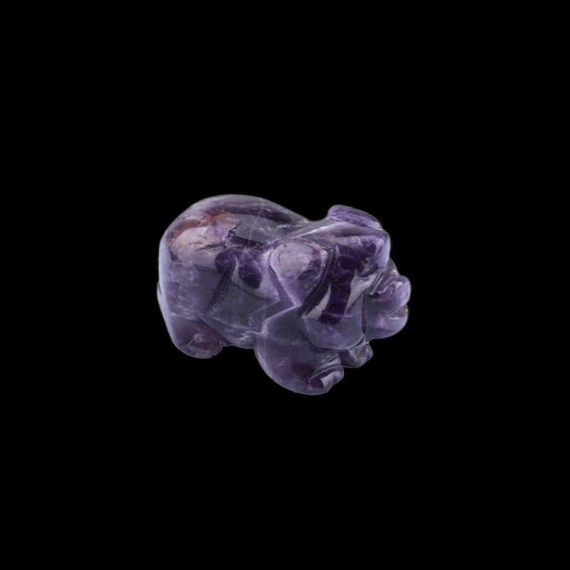 Raw Natural Quartz Crystal Skull Carved Pig Wild Boar Piggy Animal Healing Stone