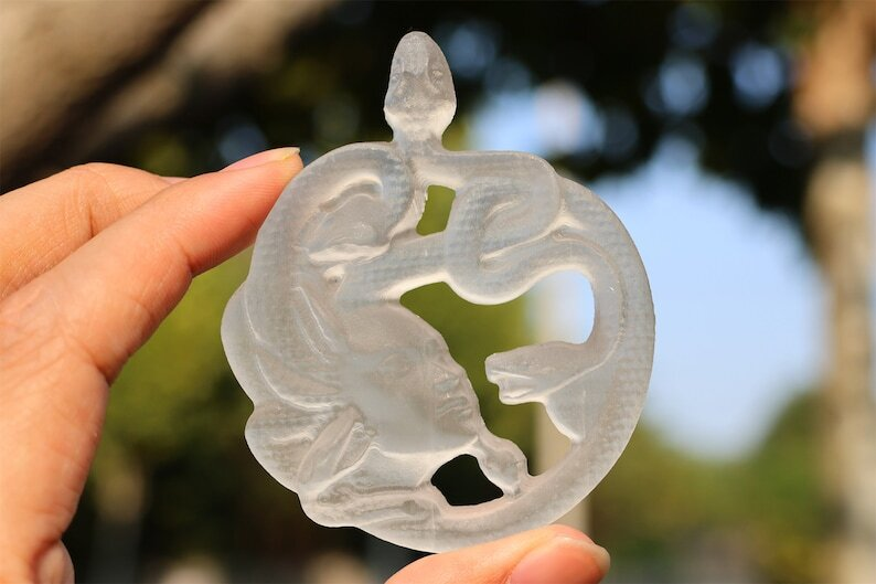 3.1" Gypsum Medusa Natural Hand Carved Crystal Skull Reiki Crystal Decor 1pc