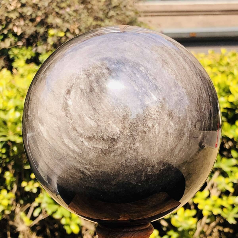 4.2LB Natural Beautiful Silver obsidian ball Quartz Crystal Sphere Healing 348