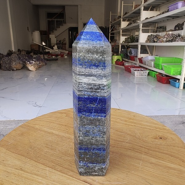 655g Natural Rock Lapis Lazuli Quartz Crystal Stone Point Healing Wand Obelisk