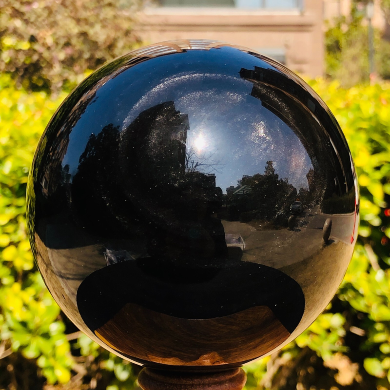 2.94LB Natural Silver Black Obsidian Sphere Quartz Crystal Ball Healing