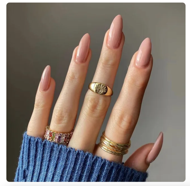 24 Full Colour Press On False Nails With Glue Reusable Mid Length Stiletto Tips