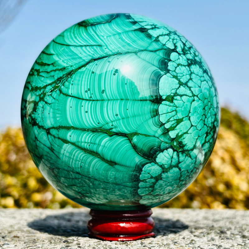 2.7LB Natural Malachite Quartz Sphere Crystal Ball Decoration Collection Gift