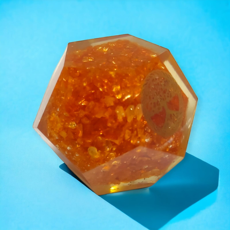Orange Aventurine Orgonite Dodecahedron Crystal Flower Of Life Healing 40-45MM