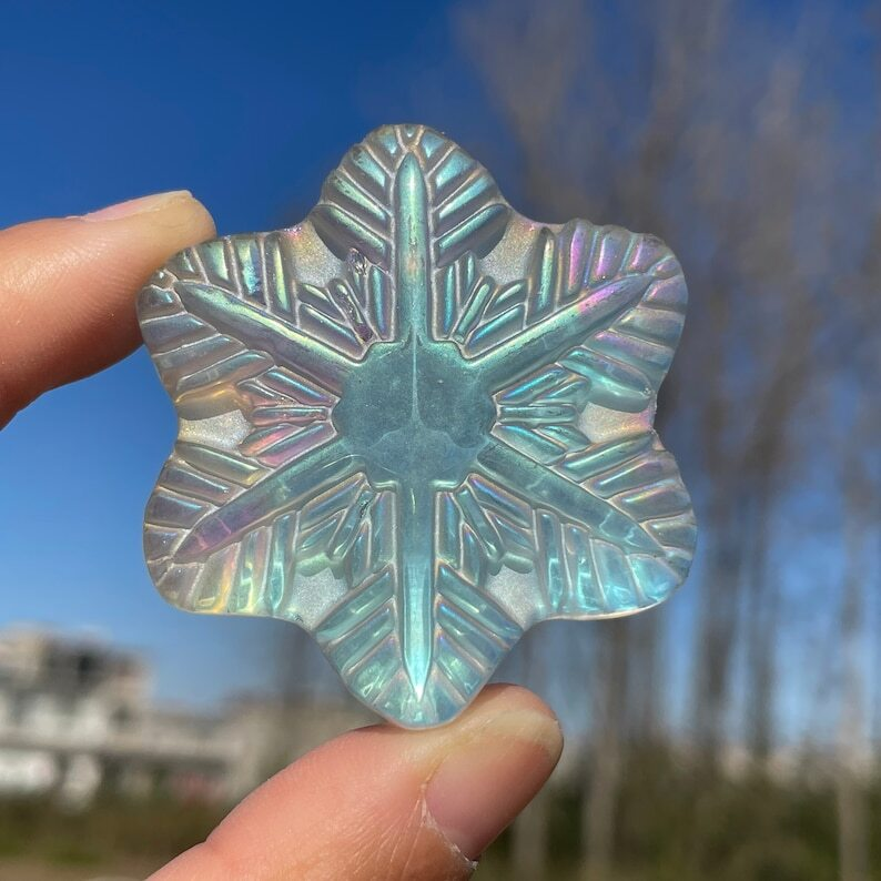 Titanium Clear Melting Stone Snowflake Quartz Crystal Carved Heal collection