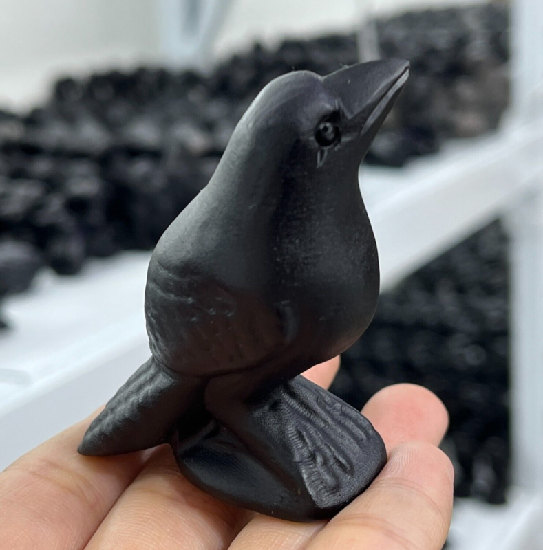 1pc Natural obsidian bird carved quartz crystal skull animal random gift 2”
