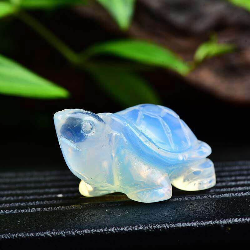 Natural Quartz Carved Longevity Tortoise Crystal Healing Gemstone Animal Turtle