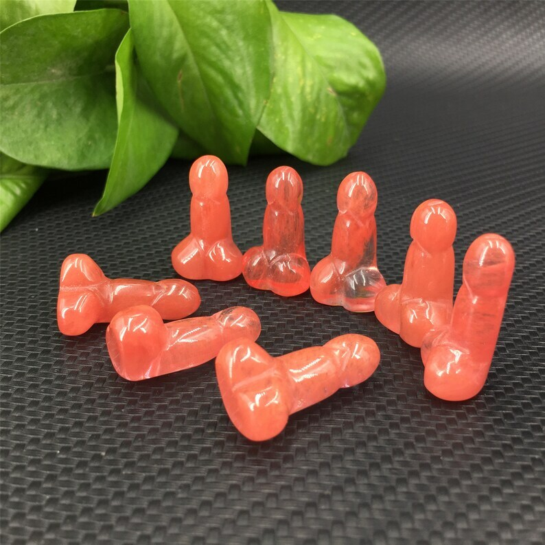 10PCS Red Melting Stone Small Penis Quartz CrystaL Mineral Specimen Reiki Heal