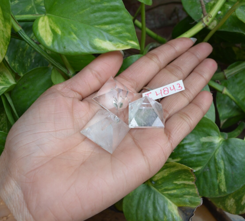 3pc Natural Transparent Quartz Crystal Pyramid Clear Reiki White Crystal Pyramid
