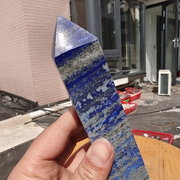 340g Natural Rock Lapis Lazuli Quartz Crystal Stone Point Healing Wand Obelisk