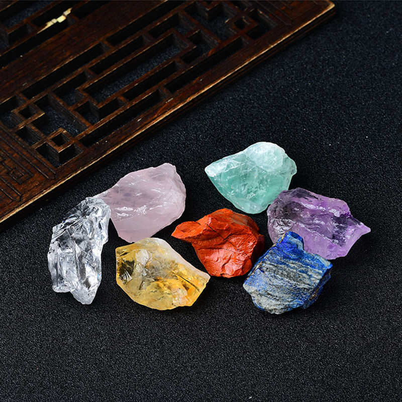 10Sets 7 Chakra Crystal Stone Set Natural Rock Quartz Balance Gemstone W/ Pouch