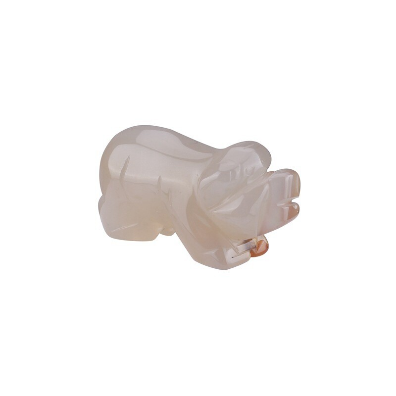 Raw Natural Quartz Crystal Skull Carved Pig Wild Boar Piggy Animal Healing Stone