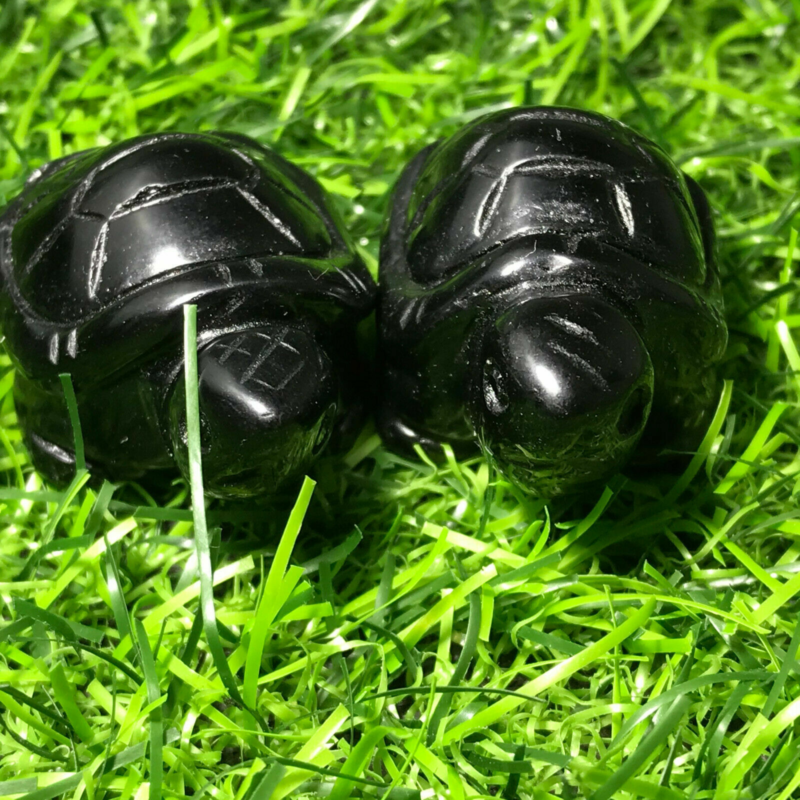 1.5" Top Natural obsidian Quartz hand carved Crystal tortoise reiki healing .1pc