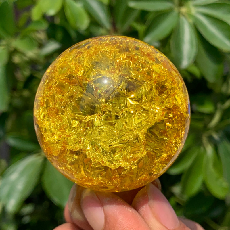 165G Natural Titanium Rainbow Quartz sphere Crystal ball Healing