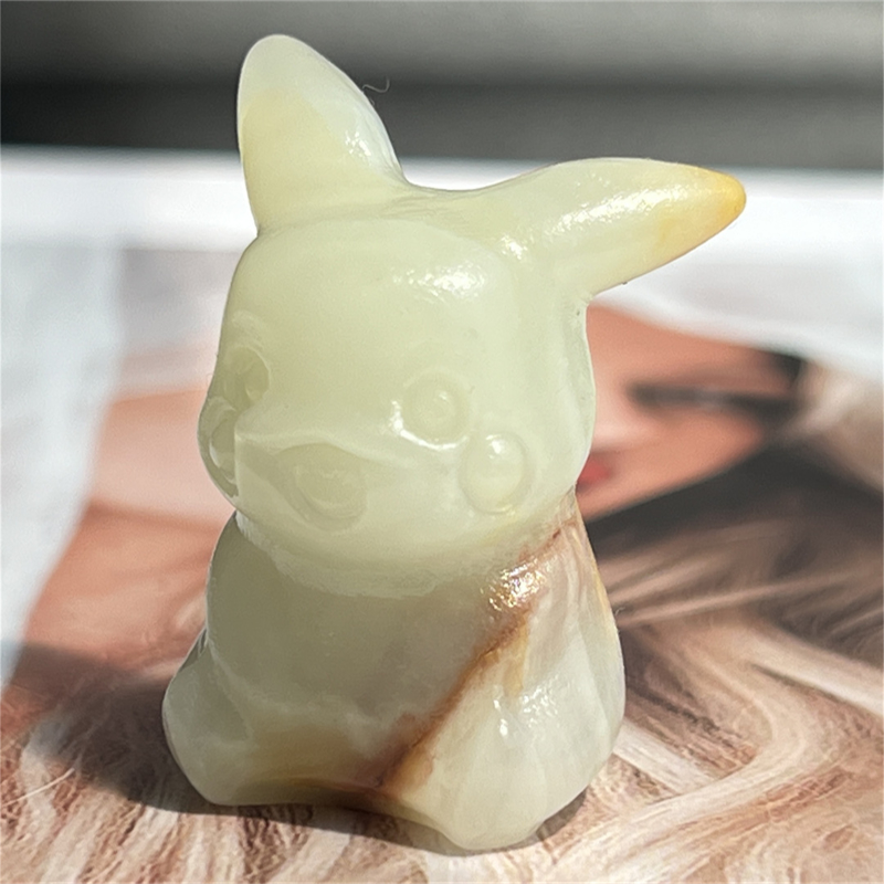 1.5" Natural quartz carved Pikachu skull Quartz crystal skull reiki healing