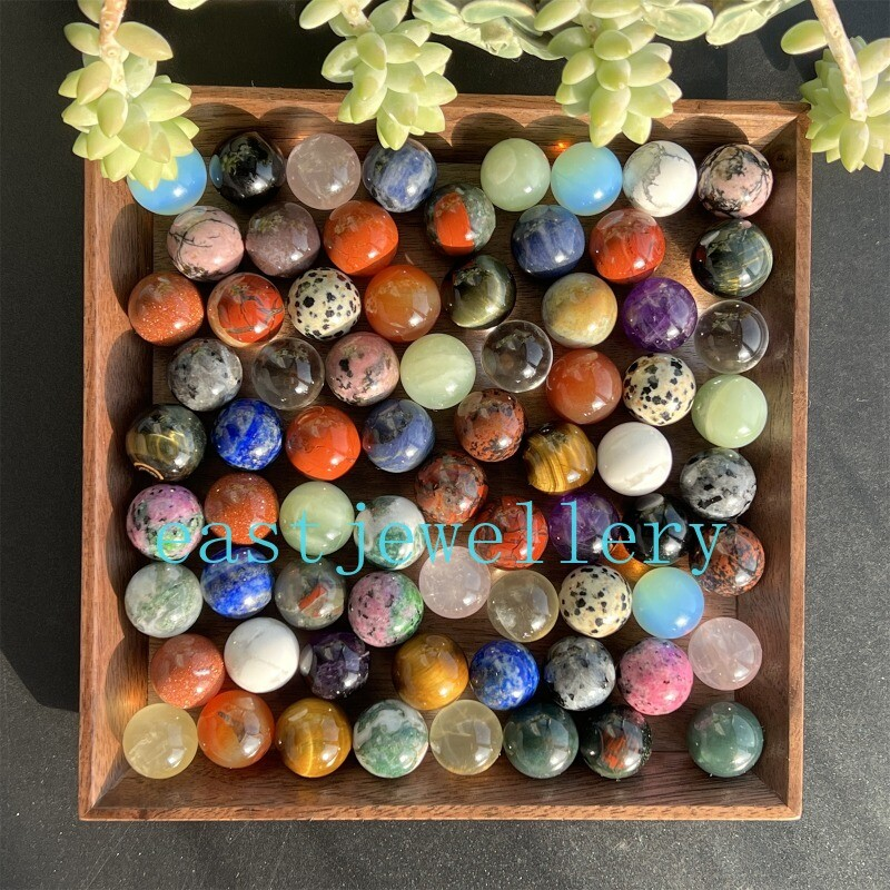 10pcs Natural Mixed Sphere Quartz Crystal Carved Gem Ball Reiki Healing 15mm+
