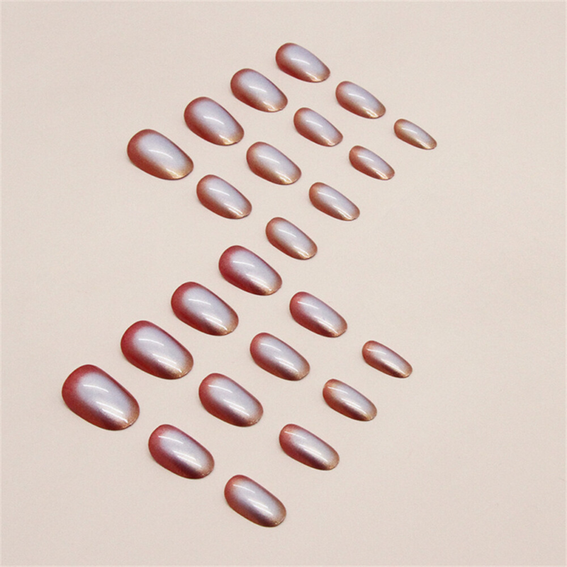 Dream Aurora Autumn False Nail Almond Short Press on Nails for Nail Art 24pcs
