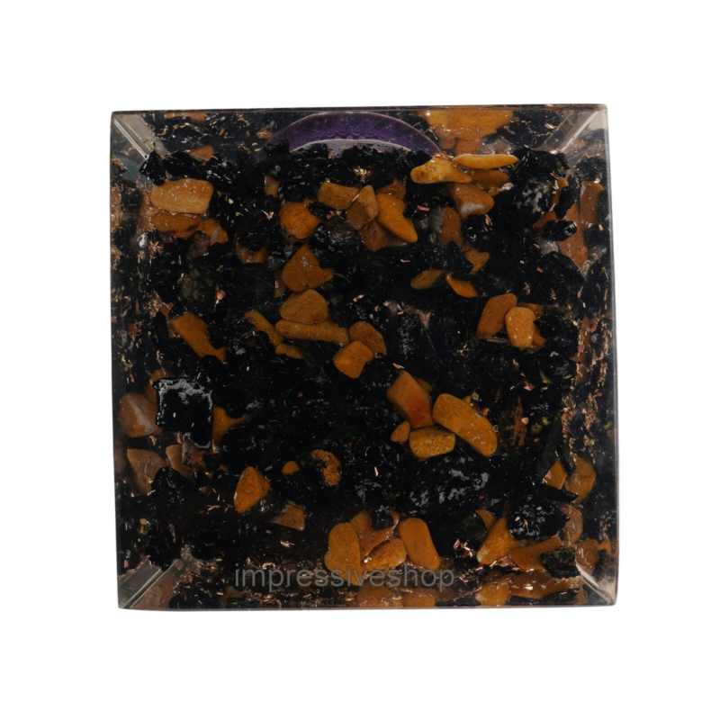 XL Tourmaline Tiger Eye Orgone Pyramid Gemstone Crystal Healing Free Shipping