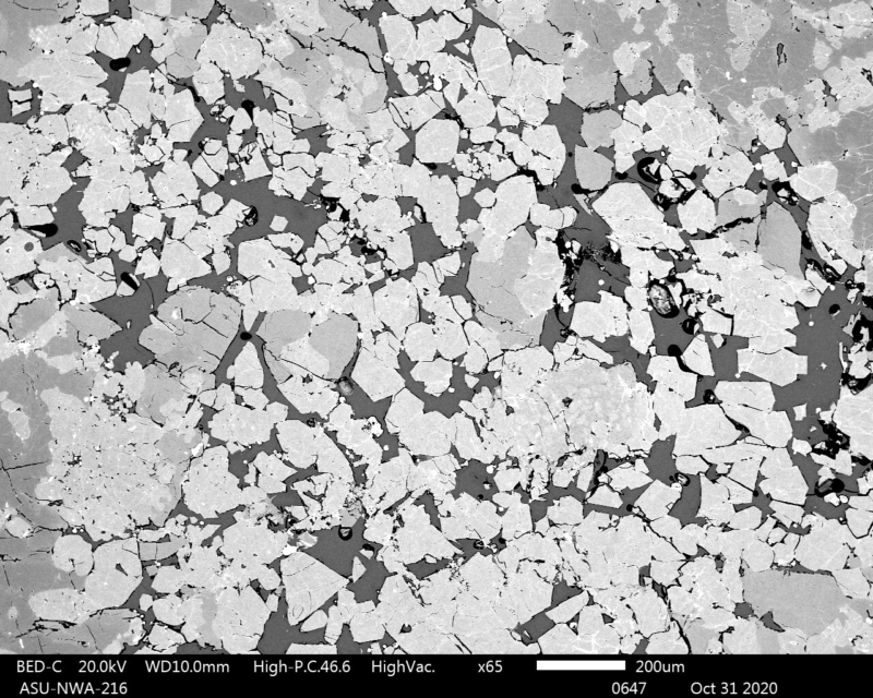 Meteorite NWA 13857 - Achondrite Ungrouped - Subhedral-Euhedral Olivine (52%)