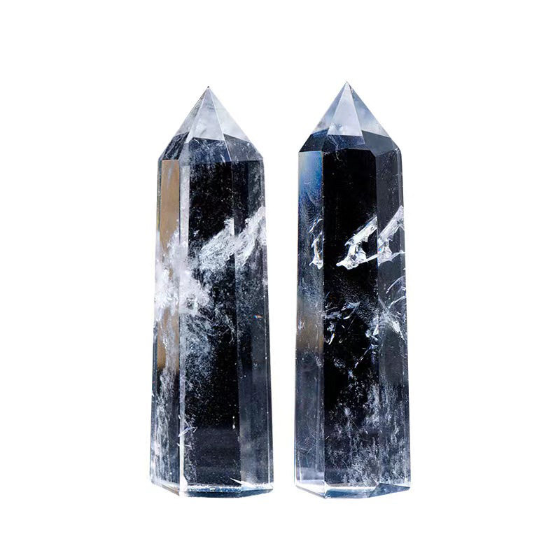 Natural Crystal Point Wand Tower Column Chakra Obelisk Quartz Healing Stone Rock