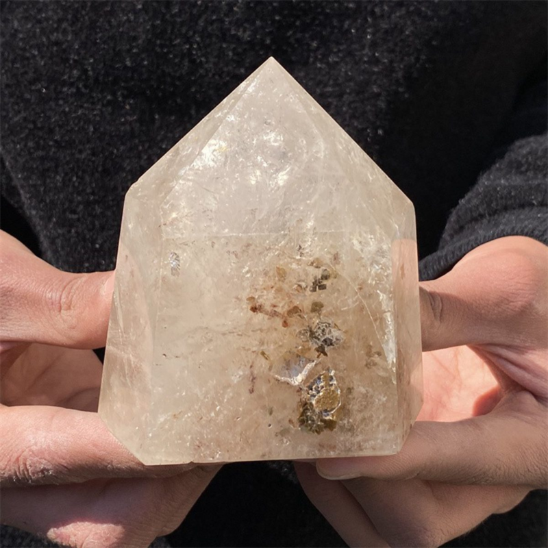 650gNatural White Quartz Obelisk Crystal Wand Point Healing Mineral Stone