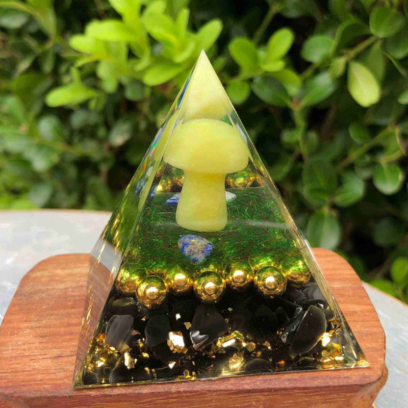 5cmAogen Energy Natural Obsidian Gravel Mushroom Pyramid Healing Meditation