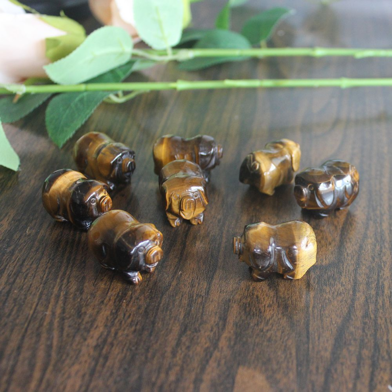 2pcs Mini carved gemstome crystal pig figurine animal carving pockets stone 30mm
