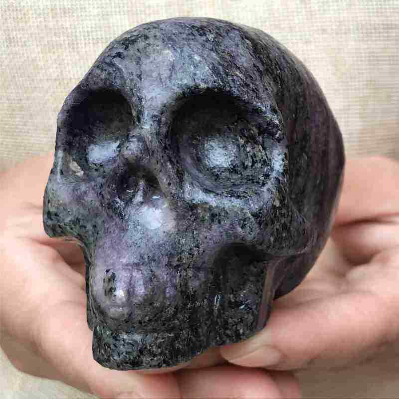 0.41Kg Natural black jade quartz skull carved Quartz Crystal skull Healing