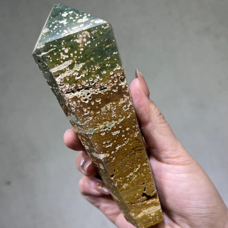 Natuar Ocean Jasper Crystal Obelisk Point Wand Stone Quartz Healing