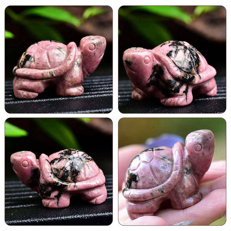 Natural Quartz Crystal Carved Longevity Tortoise Healing Gemstone Animal Turtle