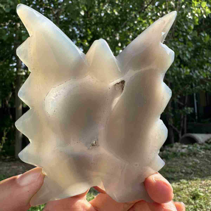 150g natural agate hand carved butterfly skull quartz crystal cluster reiki