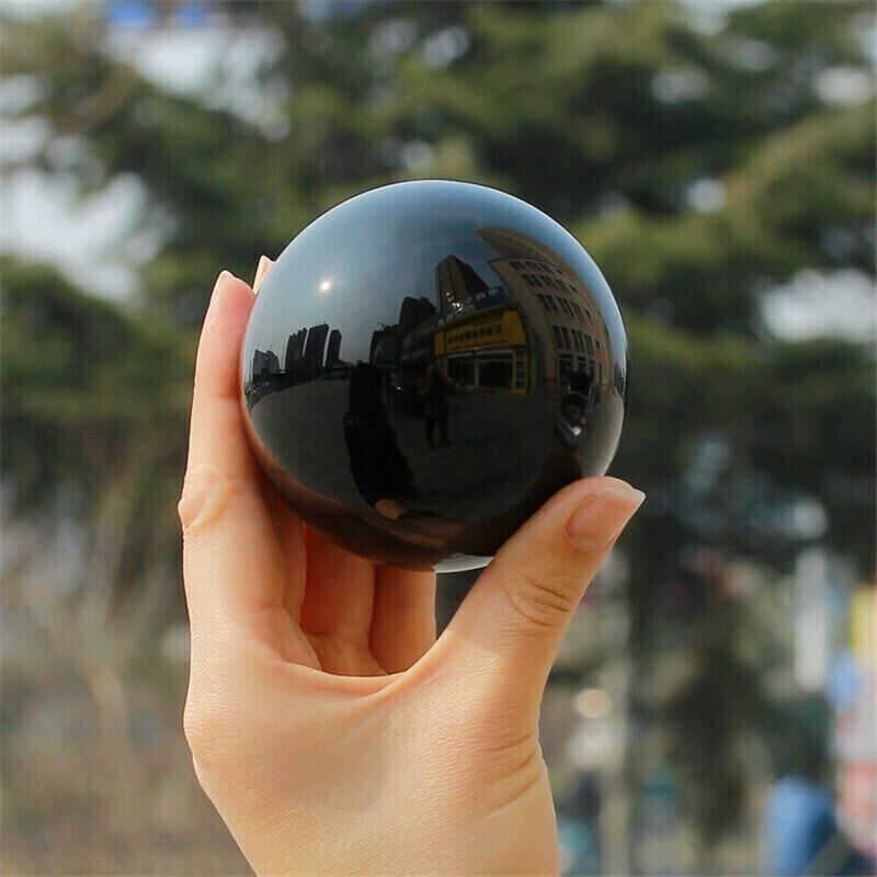 80MM Large Natural Black Obsidian Crystal Sphere Ball Healing Rock Stone DECOR