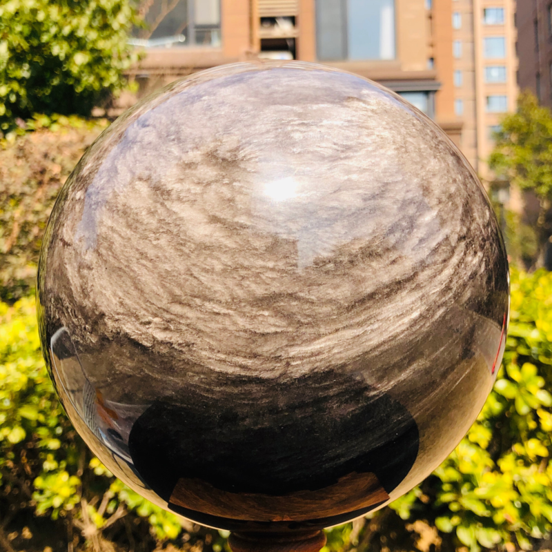 11.35LB Natural Silver Obsidian Quartz Crystal Ball Sphere Healing HH302