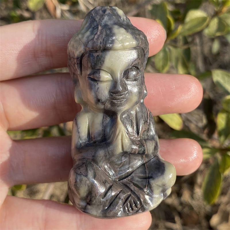 1pc Natural stone Buddha hand carved Quartz Crystal stone skull Reiki healing