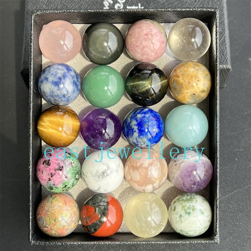 10pcs Natural Mixed Sphere Quartz Crystal Carved Gem Ball Reiki Healing 15mm+