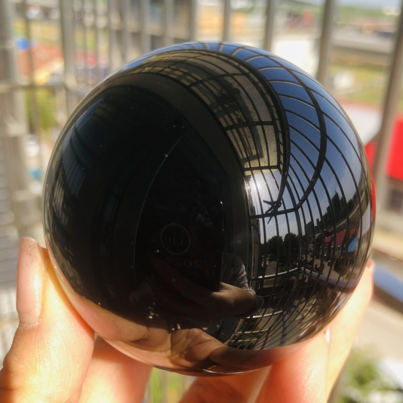 425G Natural obsidian crystal energy ball D659