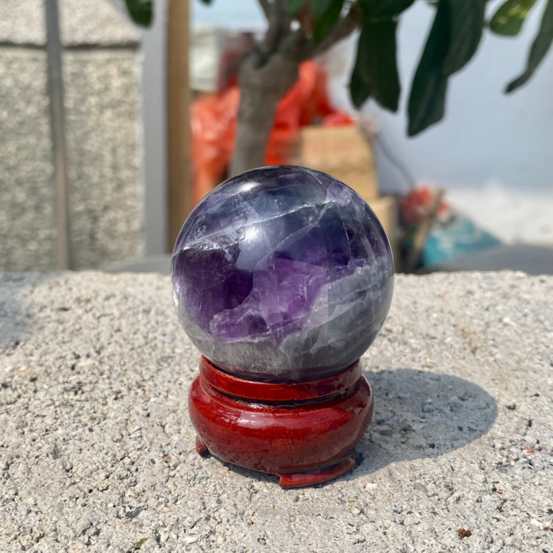 150g Natural Rainbow Fluorite Sphere Quartz Crystal Ball Healing Decor