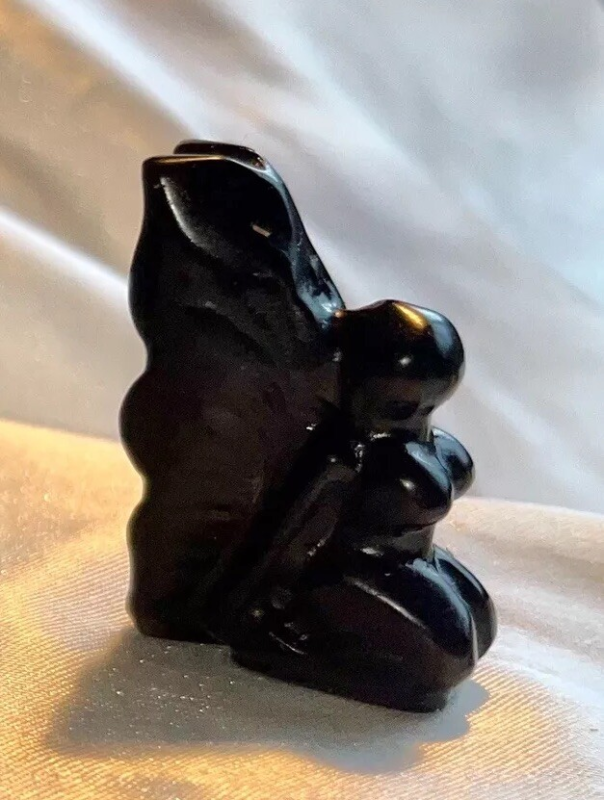 ✨ OBSIDIAN WINGED FAIRY 35mm Crystal Carving Gemstone Rare New