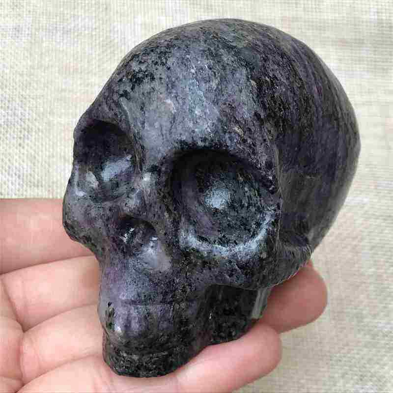 0.41Kg Natural black jade quartz skull carved Quartz Crystal skull Healing