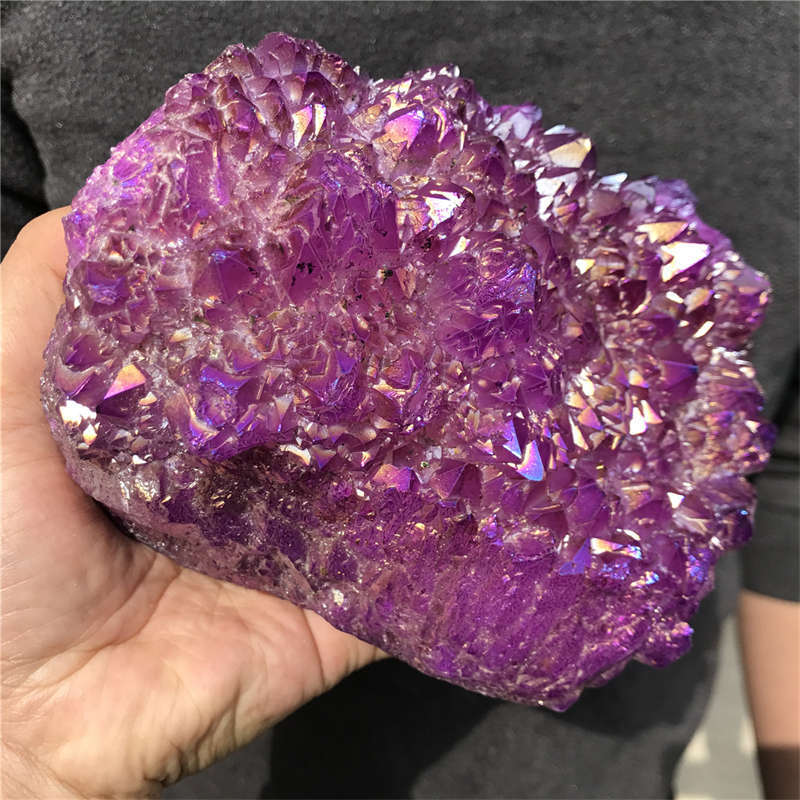 1.18kg Electroplate Rainbow cluster quartz crystal mineral specimen reiki healin