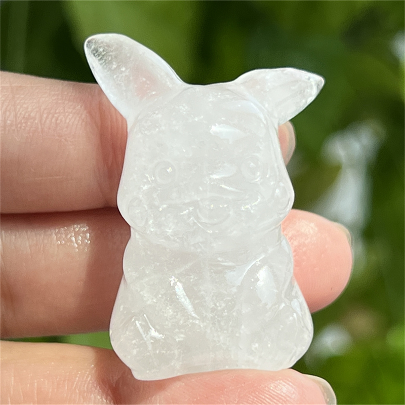 1.5" Natural quartz carved Pikachu skull Quartz crystal skull reiki healing
